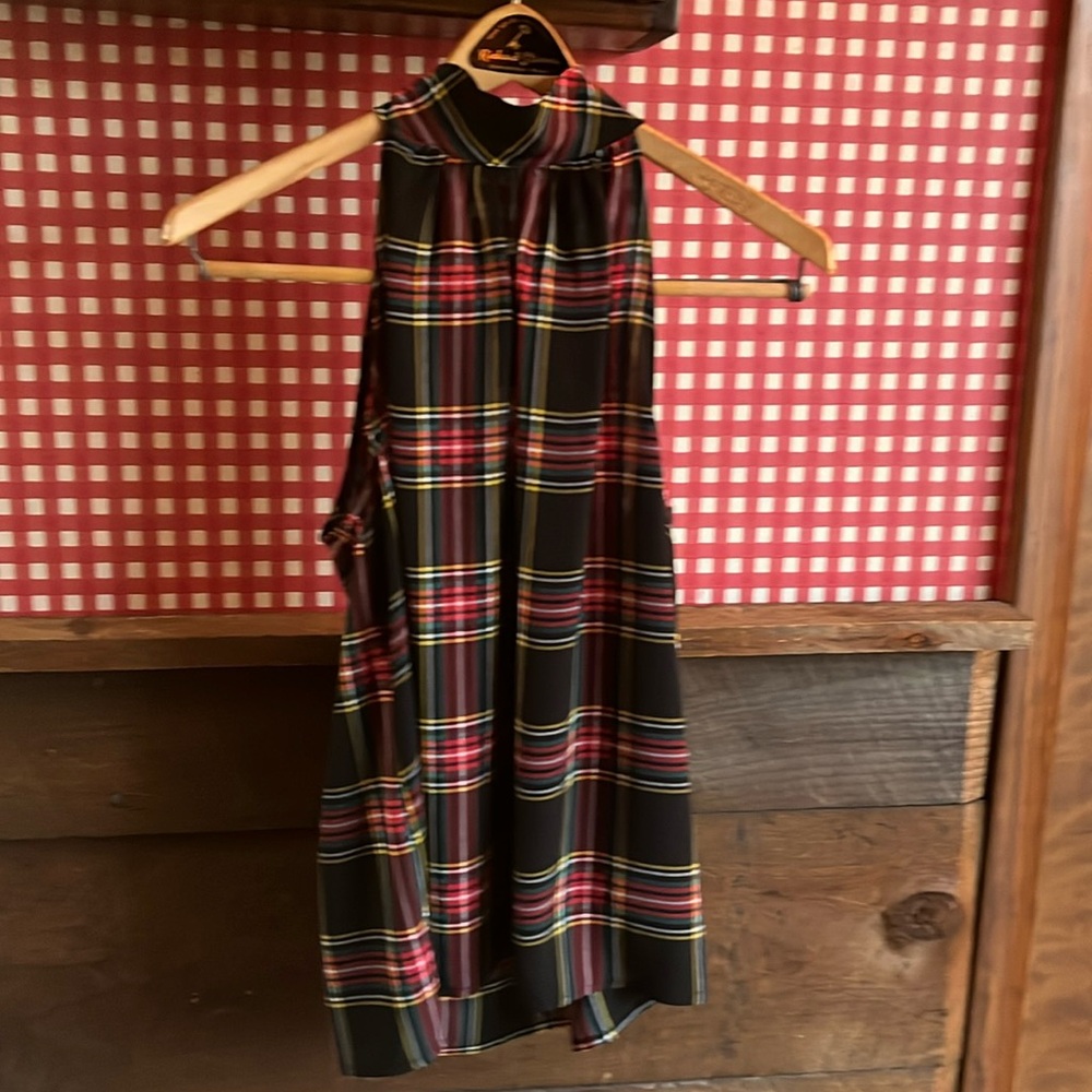 J.Crew holiday plaid sleeveless blouse